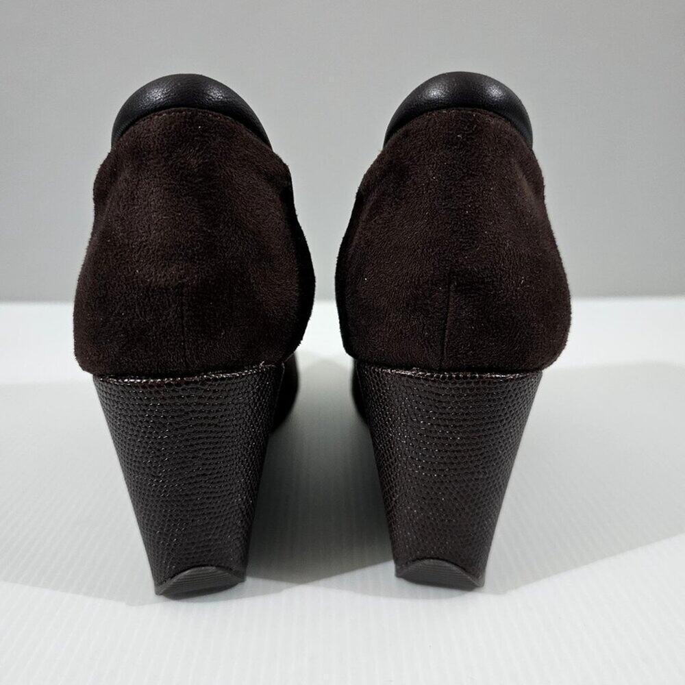 Donald Pliner Tanah Wedge Bootie Womens 9.5 Brown Stretch Suede Shootie Fall - Picture 6 of 14